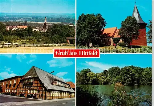AK / Ansichtskarte 73840667 Hittfeld Panorama Kirche Spielbank Teich Hittfeld