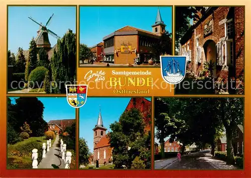 AK / Ansichtskarte 73840712 Bunde_Ostfriesland Muehle Kirche Ortsansichten Bunde_Ostfriesland