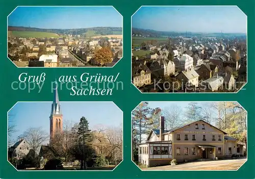 AK / Ansichtskarte  Gruena_Sachsen Teilansichten Kirche Forsthaus Gruena Gruena Sachsen