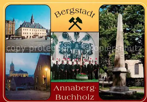 AK / Ansichtskarte 73840725 Annaberg_-Buchholz_Erzgebirge Markt Rathaus St Annen Kirche Postmeilensaeule 