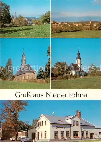 AK / Ansichtskarte  Niederfrohna Teilansichte Christuskirche Johanniskirche Gaststaette Lindenhof 