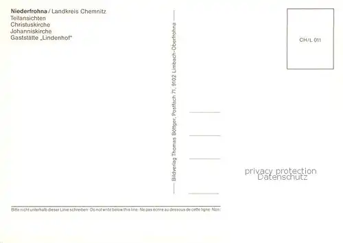 AK / Ansichtskarte  Niederfrohna Teilansichte Christuskirche Johanniskirche Gaststaette Lindenhof 