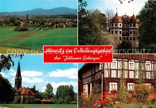 AK / Ansichtskarte  Hoernitz_Zittau Panorama Barockschloss Althoernitz Kirche Umgebindehaus Hoernitz Zittau