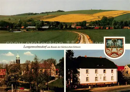 AK / Ansichtskarte 73840749 Langenwolmsdorf_Stolpen Panorama Kirche Rathaus Langenwolmsdorf_Stolpen