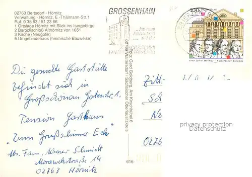 AK / Ansichtskarte 73840756 Hoernitz_Zittau Panorama Barockschloss Althoernitz Kirche Umgebindehaus Hoernitz Zittau