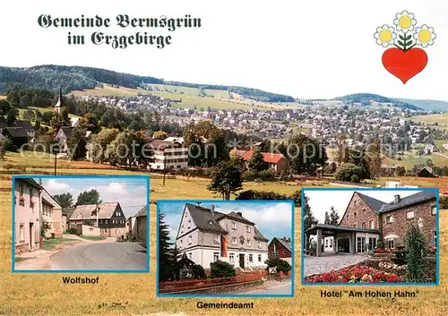 AK / Ansichtskarte  Bermsgruen Panorama Wolfshof Gemeindeamt Hotel Am Hohen Hahn Bermsgruen