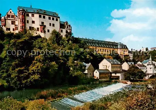 AK / Ansichtskarte  Weilburg Lahn Wehr Blick zum Schloss Weilburg