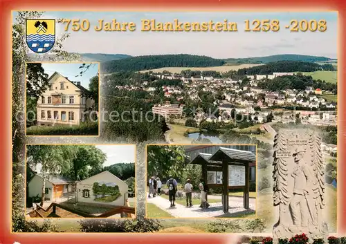 AK / Ansichtskarte 73840799 Blankenstein_Saale Panorama Gedenkstein Touristinfo Gasthaus 750 Jahre Jubilaeum Blankenstein_Saale