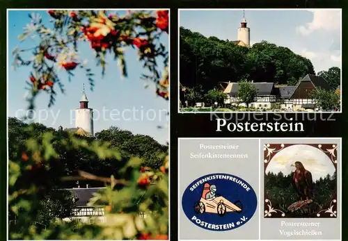 AK / Ansichtskarte  Posterstein Ortsmotiv mit Burg Postensteiner Vogelschiessen Seifenkistenfreunde Posterstein e.V. Posterstein