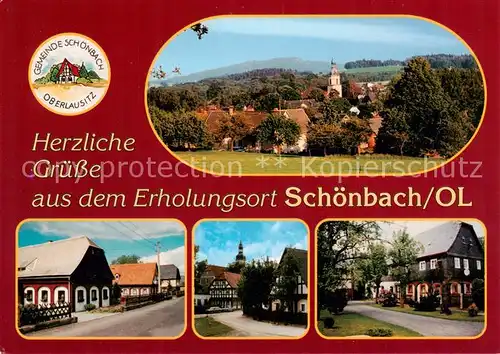 AK / Ansichtskarte 73840803 Schoenbach_Sachsen Ortsansicht mit Kirche Fachwerkhaeuser Schoenbach Sachsen
