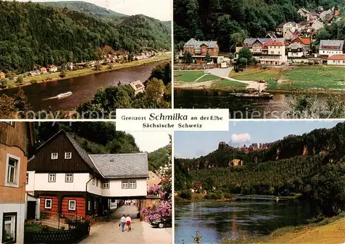 AK / Ansichtskarte  Schmilka Grenzort an der Elbe Saechsische Schweiz Grosser Winterberg Schrammsteinkette Elbsandsteingebirge Schmilka