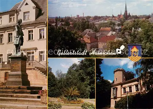 AK / Ansichtskarte 73840814 Hainichen_Sachsen C.F. Gellert Denkmal Teilansicht Stadtpark Gellertmuseum Hainichen Sachsen