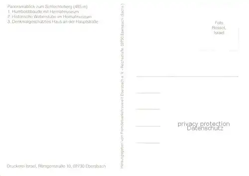 AK / Ansichtskarte Ebersbach_Sachsen Panorama Blick zum Schlechteberg Humboldtbaude Heimatmuseum Historische Weinstube Denkmalgeschuetztes Haus Ebersbach Sachsen