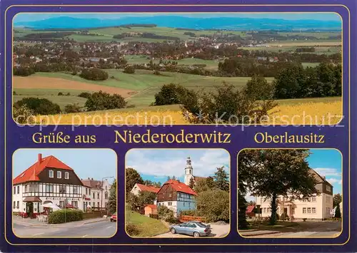 AK / Ansichtskarte Niederoderwitz Panorama Ortsmotive Gasthaus Kirche Gemeindeverwaltung Niederoderwitz