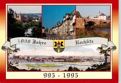 AK / Ansichtskarte Rochlitz__Sachsen Schloss Petrikirche Rathausstrasse Steinbruecke Zwickauer Mulde Rochlitze anno 1650 