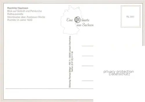 AK / Ansichtskarte Rochlitz__Sachsen Schloss Petrikirche Rathausstrasse Steinbruecke Zwickauer Mulde Rochlitze anno 1650 