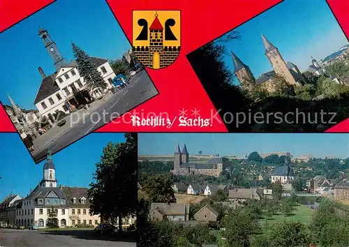 AK / Ansichtskarte Rochlitz__Sachsen Rathaus Schloss Kunigundenkirche Panorama Blick von Zassnitz 