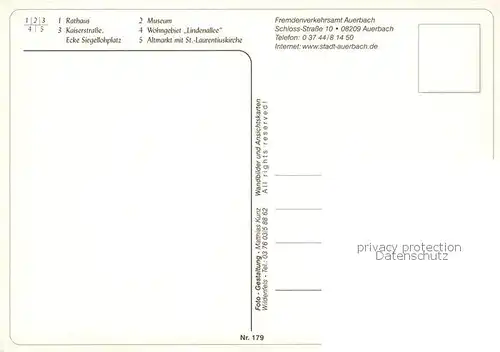 AK / Ansichtskarte Auerbach_Vogtland Rathaus Kaiserstrasse Museum Wohngebiet Altmarkt St. Laurentiuskirche Auerbach_Vogtland