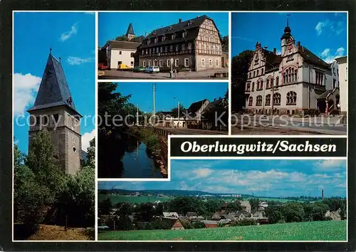 AK / Ansichtskarte Oberlungwitz St. Martins Kirche Altes Postgut Rathaus Panorama Oberlungwitz