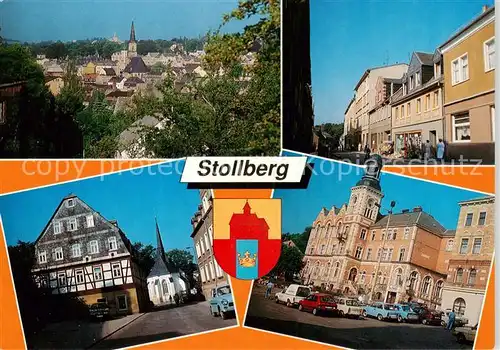 AK / Ansichtskarte Stollberg_Erzgebirge Teilansicht mit Jakobikirche Marienkirche Rathaus Stollberg Erzgebirge