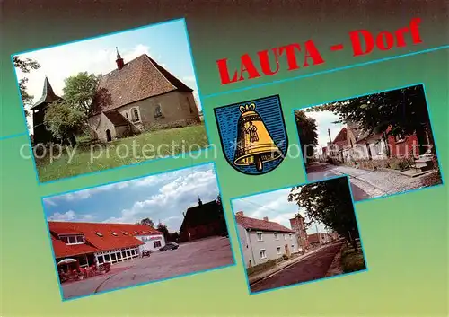 AK / Ansichtskarte Lauta_Hoyerswerda Dorfansichten Kirche Wappen 