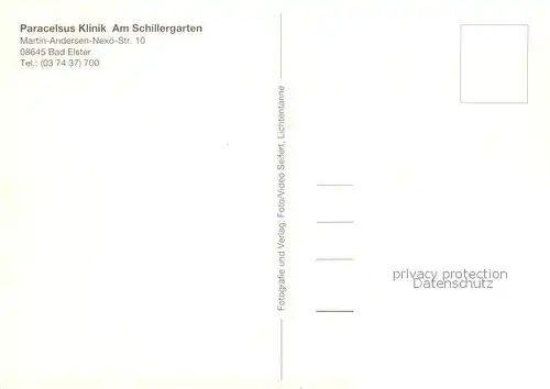 AK / Ansichtskarte Bad_Elster Paracelsus Klinik am Schillergarten Bad_Elster