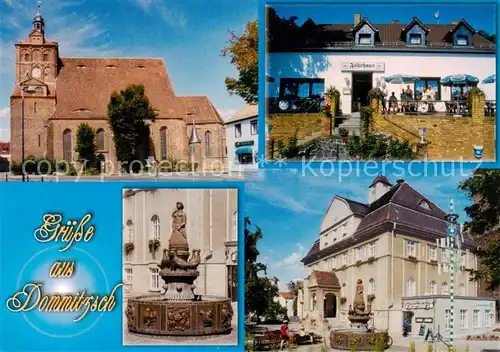 AK / Ansichtskarte Dommitzsch Kirche St. Marien Hotel Restaurant Faehrhaus Gaensebrunnen Rathaus Dommitzsch