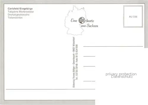 AK / Ansichtskarte Carlsfeld_Erzgebirge Talsperre Weiterswiese Dreifaltigkeitskirche Panorama Carlsfeld Erzgebirge