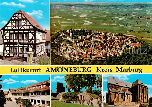 AK / Ansichtskarte Amoeneburg Luftbild Fachwerkhaus Ruine Gedenkstaette Amoeneburg