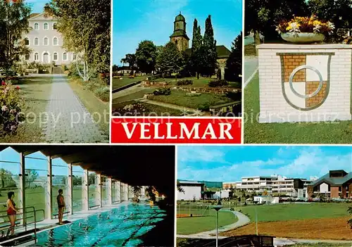 AK / Ansichtskarte Vellmar Schloss Kirche Wappen Hallenbad Sportanlagen Vellmar