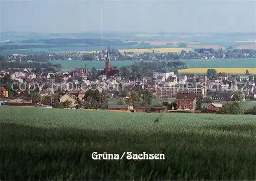 AK / Ansichtskarte Gruena_Sachsen Panorama Blick auf die Ortsmitte Gruena Sachsen