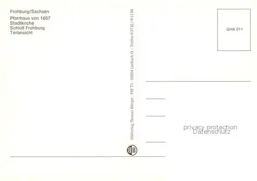 AK / Ansichtskarte Frohburg__Sachsen Pfarrhaus Fachwerk Stadtkirche Schloss Wehr Wappen Toepferstadt 