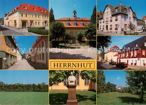 AK / Ansichtskarte Herrnhut Teilansichten Rathaus Schloss Zinzendorf Denkmal Herrnhut
