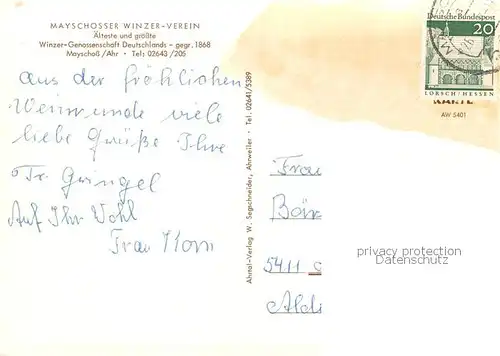 AK / Ansichtskarte Mayschoss Winzer Genossenschaft  Mayschoss Gastraum Mayschoss