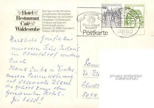 AK / Ansichtskarte Oberstdorf Hotel Waldesruhe Panorama Oberstdorf