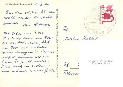 AK / Ansichtskarte Calmbach_Enz Fliegeraufnahme Calmbach Enz