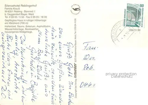 AK / Ansichtskarte Bernried_Niederbayern Silencehotel Reblingerhof Gaststube Zimmer Terrasse Bernried Niederbayern