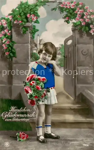 AK / Ansichtskarte Verlag_NPG_Nr. Nr.742 4 Kind Maedchen Bluemen Glueckwunsch Geburtstag 