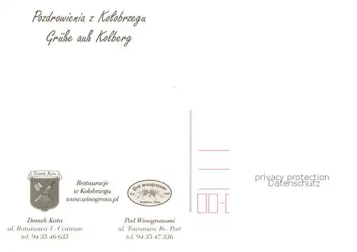 AK / Ansichtskarte Kolberg__Ostseebad_Kolobrzeg_PL Domek Kata Restauracje w Kolobrzegu  