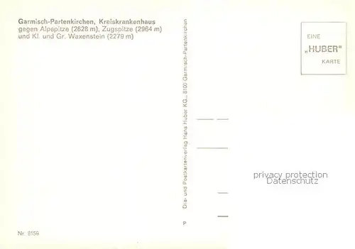 AK / Ansichtskarte Garmisch Partenkirchen Kreiskrankenhaus mit Alpspitze Zugspitze und Kl und Gr Waxenstein Garmisch Partenkirchen