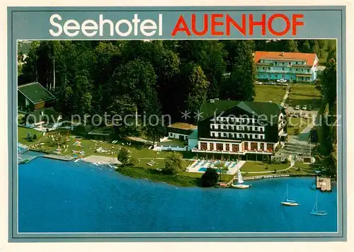 AK / Ansichtskarte Velden__Woerthersee_AT Seehotel Auenhof Fliegeraufnahme 