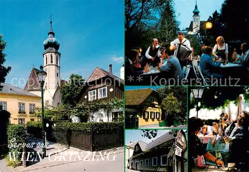 AK / Ansichtskarte Grinzing_Doebling_Wien_AT Kirche Gasthaus Zum Buschenschank Details 