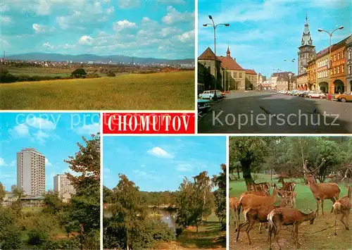 AK / Ansichtskarte Chomutov_Komotau_CZ Mestu zustaio jen historicke jadro nova sidliste jsou obklopena zeleni lesoparku a tori tak harmonicky celek 
