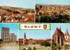 AK / Ansichtskarte Slany_Schlan_CZ Stred mesta Celkovy pohled Sidliste Namesti Kostel sv Gottharda 
