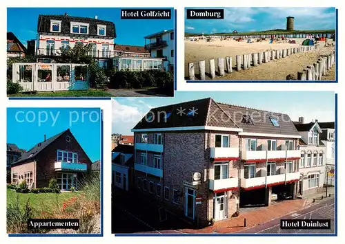 AK / Ansichtskarte Domburg_NL Hotel Golfzicht Domburg Strand Appartementen Hotel Duinlust 