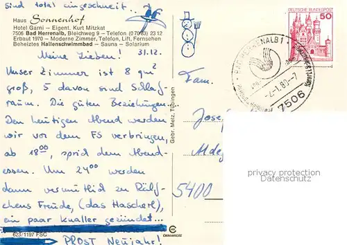 AK / Ansichtskarte Bad_Herrenalb Haus Sonnenhof Bad_Herrenalb