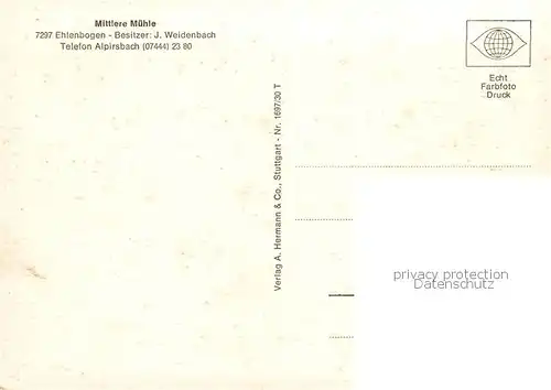 AK / Ansichtskarte Ehlenbogen Mittlere Muehle Ehlenbogen