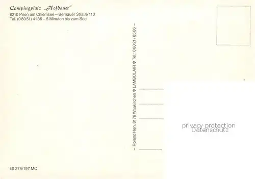 AK / Ansichtskarte Prien_Chiemsee Campingplatz Hofbauer Teilansichten Prien Chiemsee