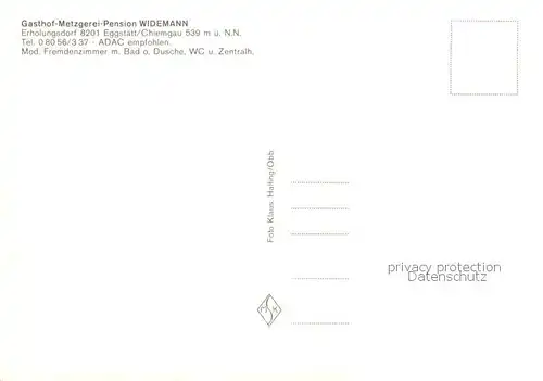 AK / Ansichtskarte Eggstaett_Oberbayern Gasthof Metzgerei Pension Widemann Panorama Gaststube Bootssteg Eggstaett_Oberbayern