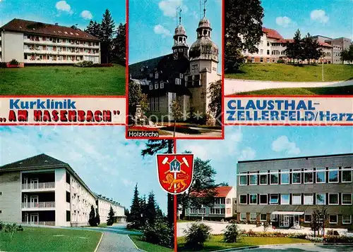 AK / Ansichtskarte Clausthal Zellerfeld Kurklinik Am Hasenbach Details Holzkirche Clausthal Zellerfeld